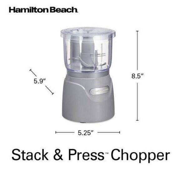 Hamilton Beach 3-Cup Stack & Press Food Chopper- Grey - Picture 8 of 15
